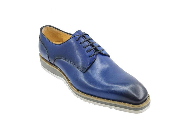 Burnished Calfskin Lace-Up Shoe Navy