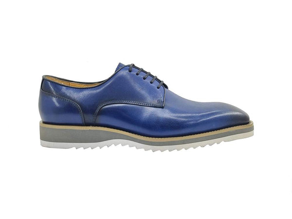 Burnished Calfskin Lace-Up Shoe Navy