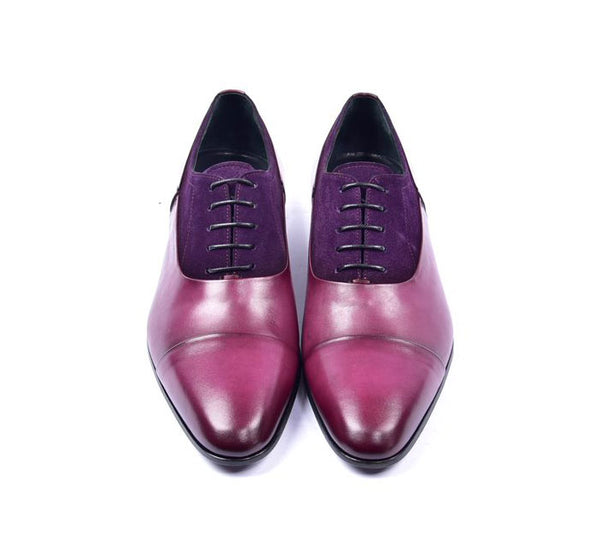 Corrente Calfskin & Suede Lace-Up Oxford Purple