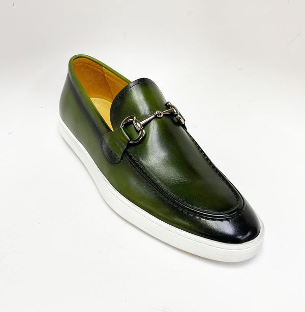 Calfskin Slip-On Horsebit Loafer Olive