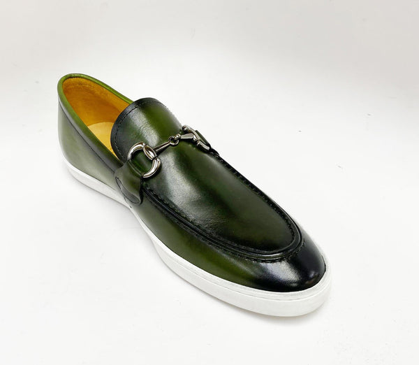Calfskin Slip-On Horsebit Loafer Olive