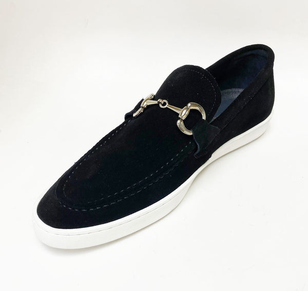 Suede Slip-On Horsebit Loafer Black