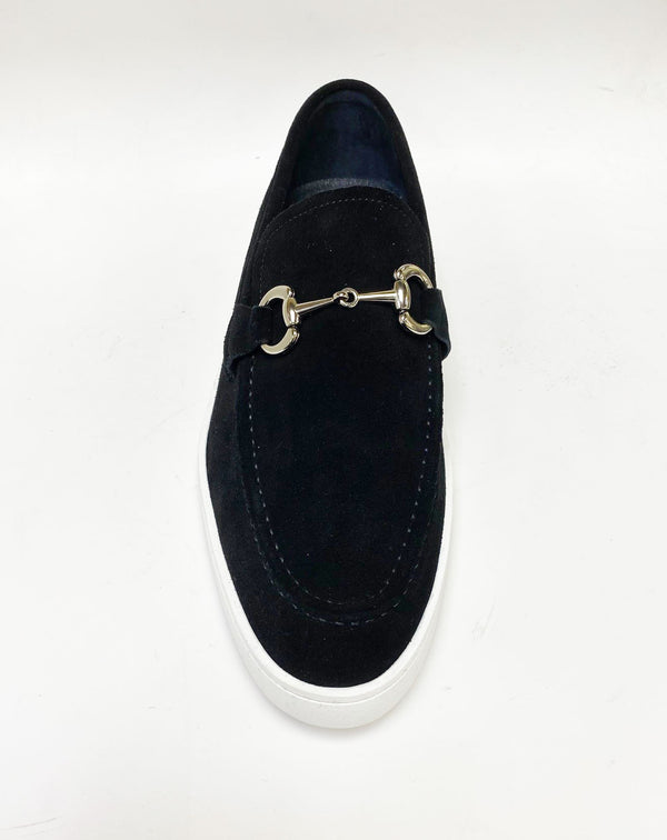 Suede Slip-On Horsebit Loafer Black