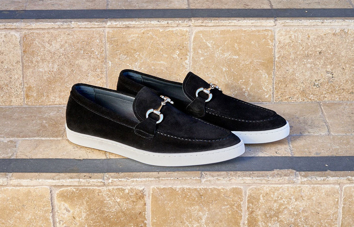 Suede Slip-On Horsebit Loafer Black – C&E Fashions display picture 2