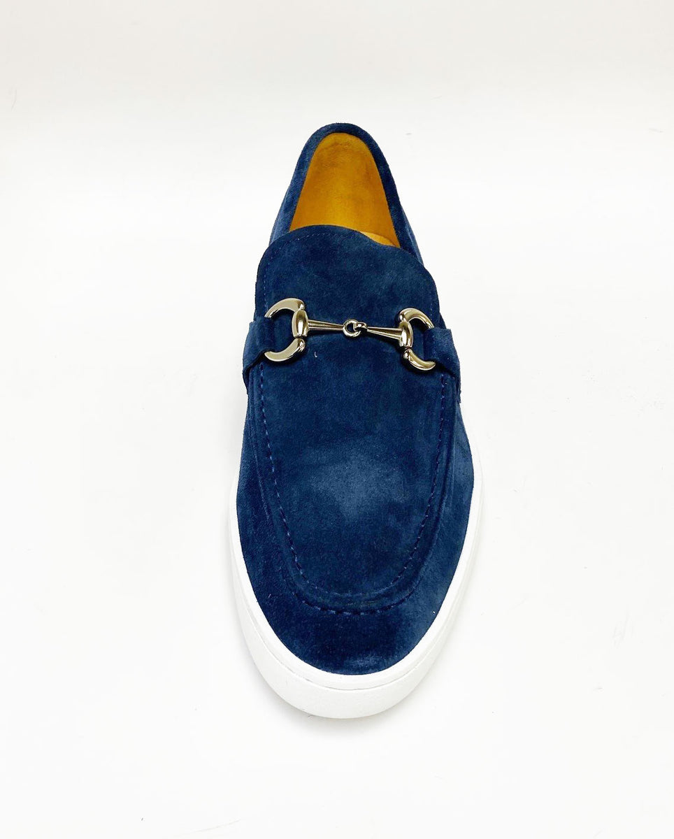 Suede Slip-On Horsebit Loafer Navy – C&E Fashions display picture 3