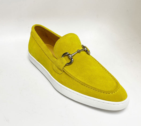 Suede Slip-On Horsebit Sneaker Yellow