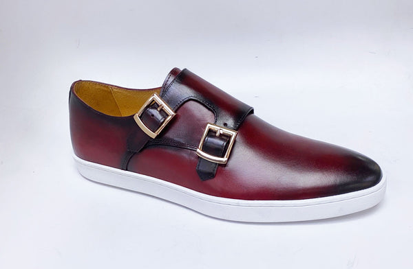 Calfskin Double Monkstrap Shoe Burgundy