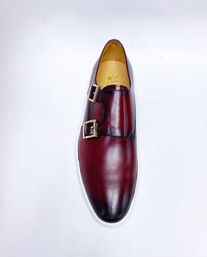 Calfskin Double Monkstrap Shoe Burgundy
