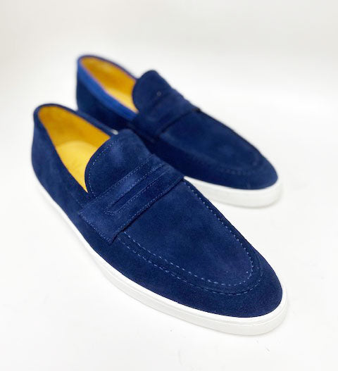 Suede Slip On Loafer Blue