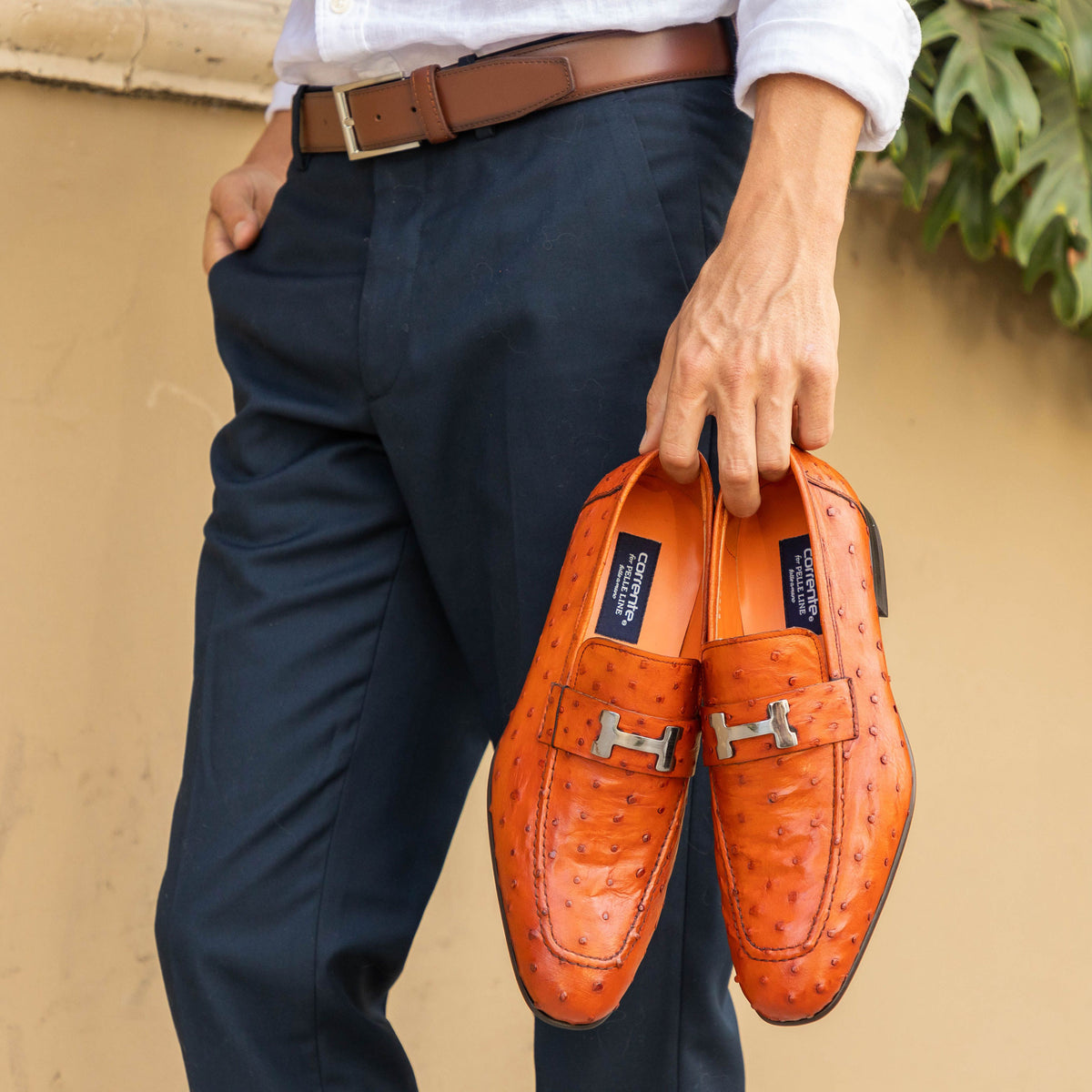 Corrente Ostrich Loafer Brandy – C&E Fashions