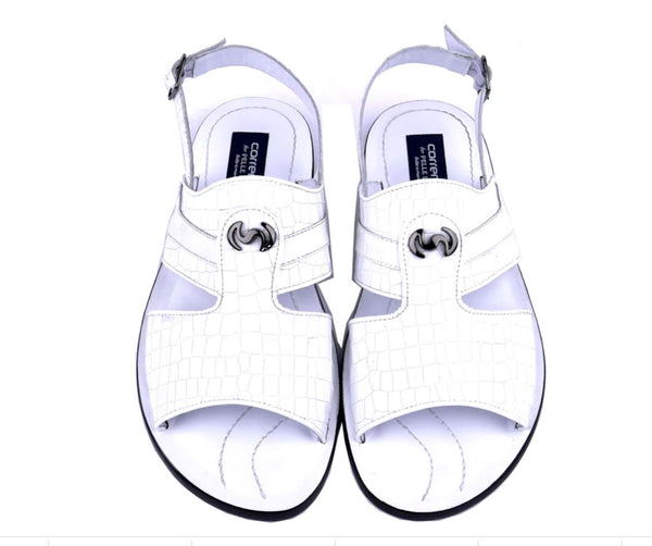 Corrente Crocodile Printed Calfskin Sandal White