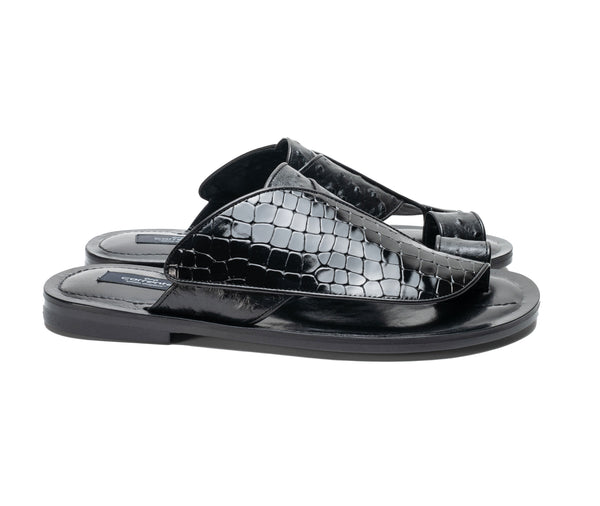 Corrente Exotic Printed Calfskin Sandal Black