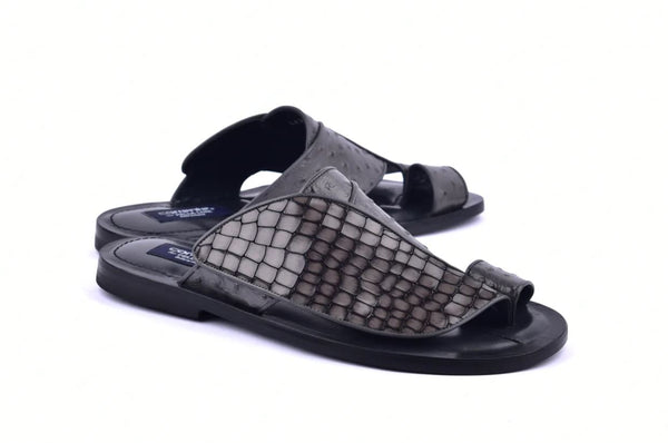 Corrente Exotic Printed Calfskin Sandal Grey
