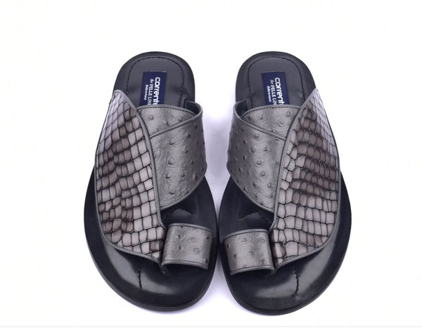 Corrente Exotic Printed Calfskin Sandal Grey