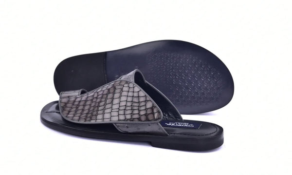 Corrente Exotic Printed Calfskin Sandal Grey