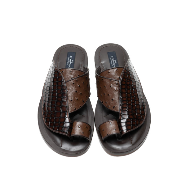 Corrente Exotic Printed Calfskin Sandal Tobacco