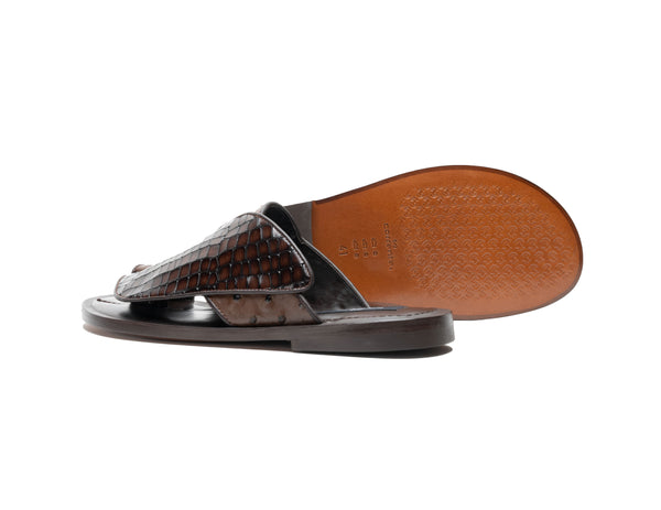 Corrente Exotic Printed Calfskin Sandal Tobacco