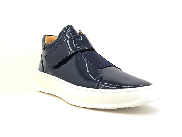 Shiny Calfskin High Top Sneaker Navy