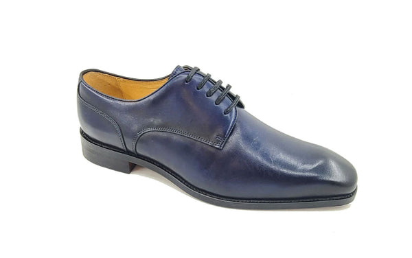Burnished Calfskin Lace-Up Shoe Blue