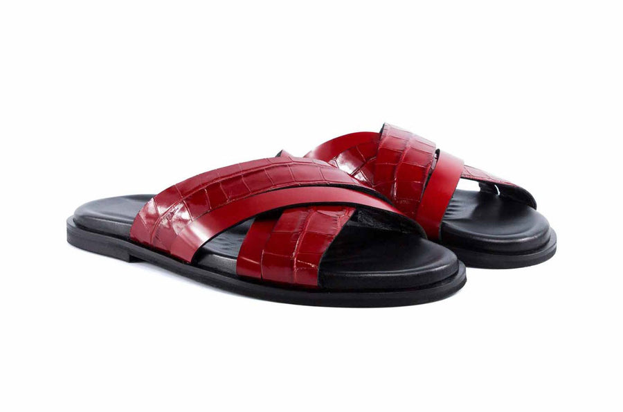 Pelle "Aruba" Slip-On Calfskin Sandal Red