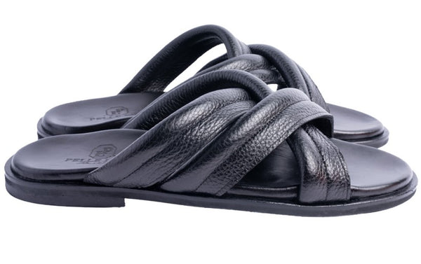 Pelle "Balaer" Slip-On Calfskin Sandal Black