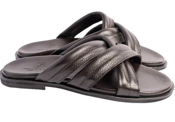 Pelle "Balaer" Slip-On Calfskin Sandal Brown