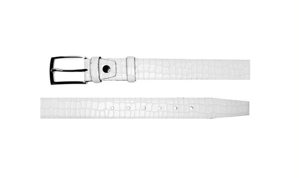 Corrente Crocodile Printed Calfskin Belt White