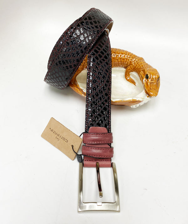 Corrente Crocodile Printed Calfskin Sandal Burgundy