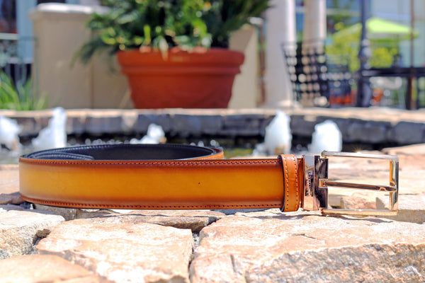 Burnished Calfskin Belt Cognac