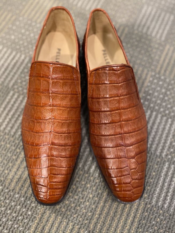 Pelle Exotics Crocodile Slip-On Loafer Tan