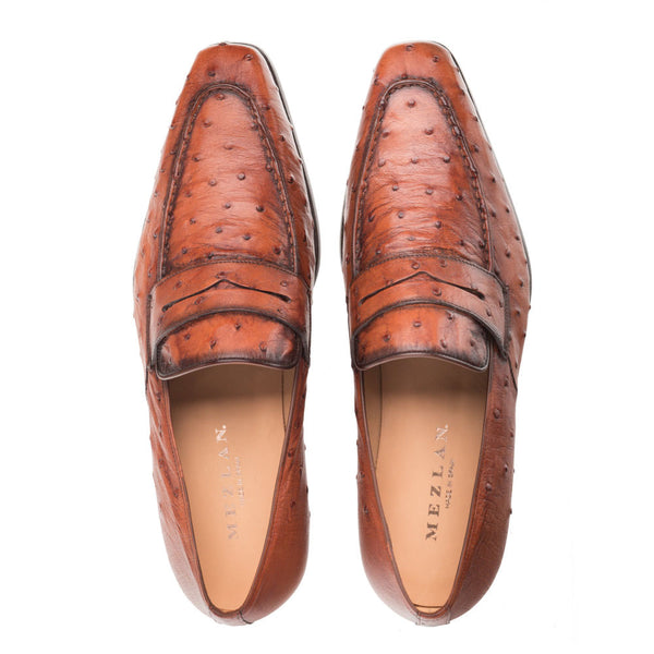 Mezlan Lisbon Ostrich Loafer Brandy