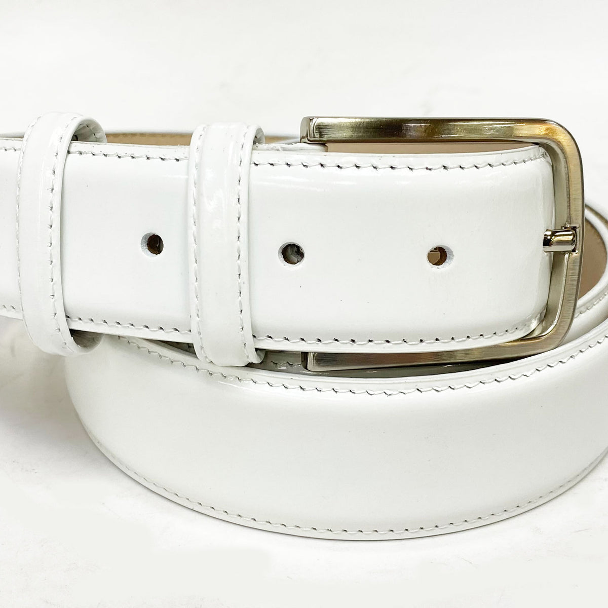 white dress belt mens Patent Leather Belt White 34 C&E