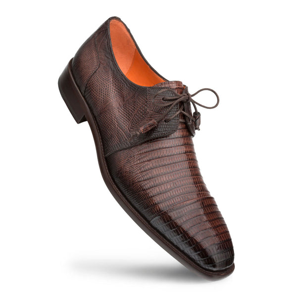 Cap Toe Lizard Lace Up Derby Brown