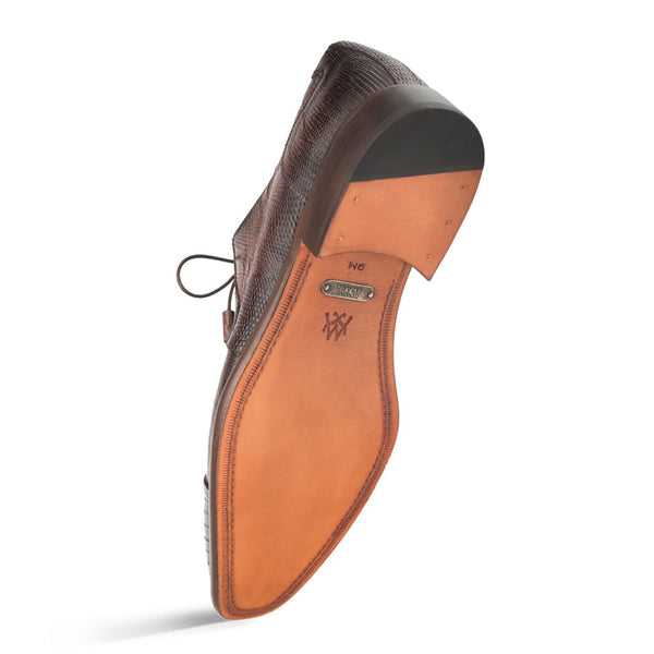 Cap Toe Lizard Lace Up Derby Brown