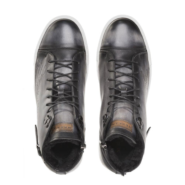 Mezlan Etched High-Top Sneaker Grey