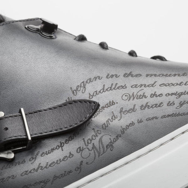 Mezlan Etched High-Top Sneaker Grey