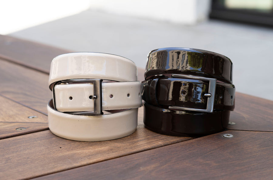 Patent Leather Belt Brown