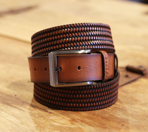 Woven Leather Belt Camel