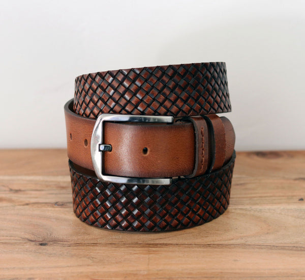 Woven Leather Belt Camel