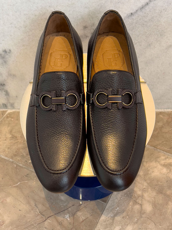 Pelle Pebbled Leather Loafer Dark/Brown