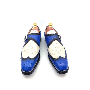 Maurice Palm Desert Ostrich Monkstrap - Blue/White