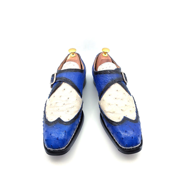Maurice Palm Desert Ostrich Monkstrap - Blue/White