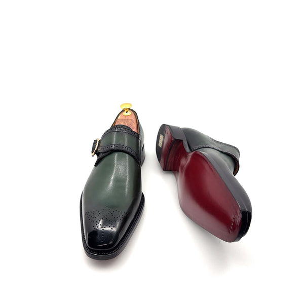 Ugo Vasare Monkstrap Calfskin Shoe - Green