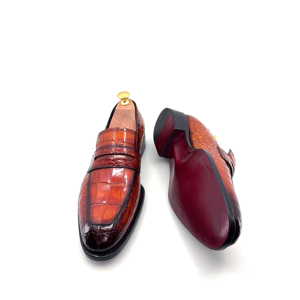 Maurice Custom Made Mirage Alligator Loafer - Cognac
