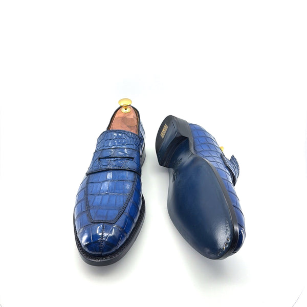 Ugo Vasare Alligator Penny Loafer - Blue