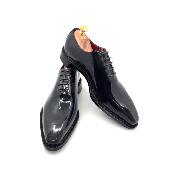 Ugo Vasare Jason Wholecut Patent  Calfskin Oxford - Charcoal Grey