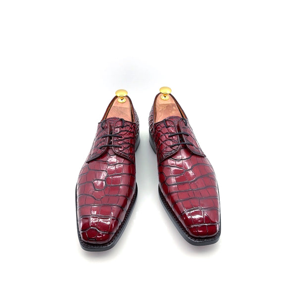 Ugo Vasare Alligator Lace-Up Shoe - Burgundy