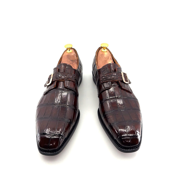 Maurice Raleigh Alligator Monkstrap Shoe - Brown