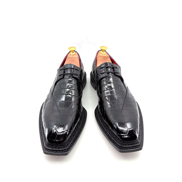 Maurice Legend Custom Made Alligator Lace-Up Shoe - Black
