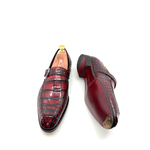 Maurice Sargeant Alligator Monkstrap - Burgundy